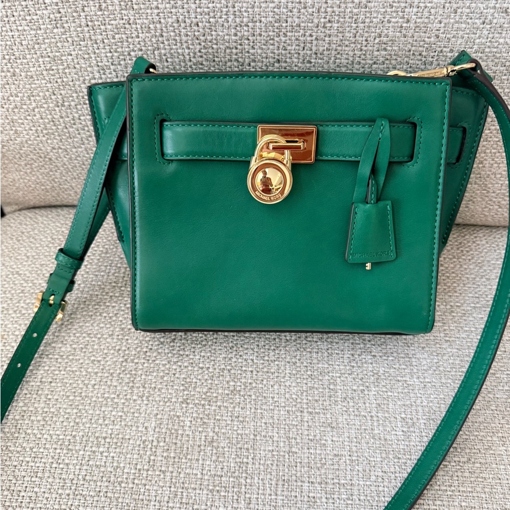 Michael Kors Green Leather Crossbody with Gold Hardware